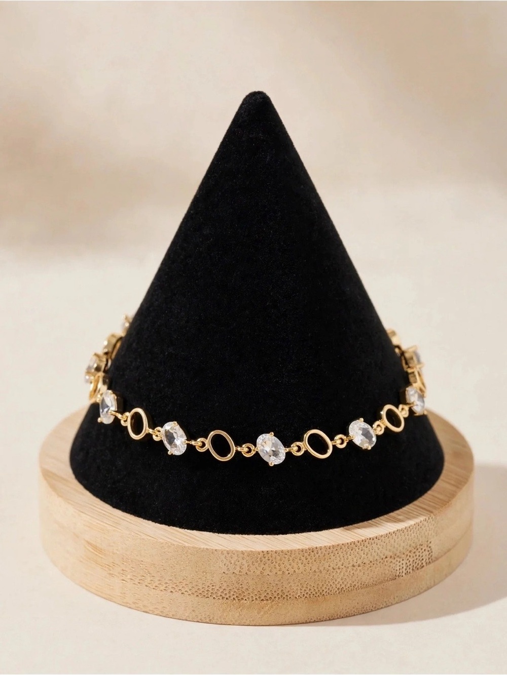 Gold-Tone Crystal Link Bracelet - Elegant Women's Jewelry